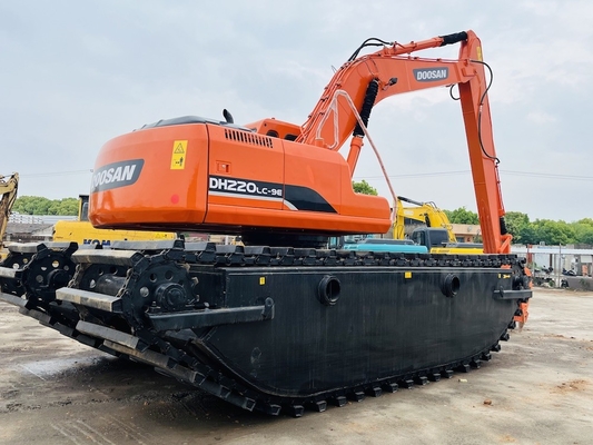 Doosan Gebruikte amfibische graafmachine DH220LC-9E Met 1 m3 rivier reinigingsmachine Long Reach Boom tweedehands graafmachine