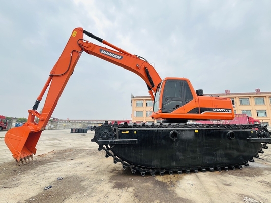 Doosan Gebruikte amfibische graafmachine DH220LC-9E Met 1 m3 rivier reinigingsmachine Long Reach Boom tweedehands graafmachine